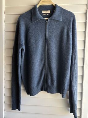 Valerie Stevens Cashmere Navy Full-Zip Men's Sweater